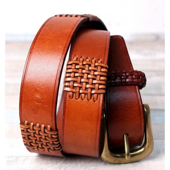 Fossil TAN BROWN GENUINE LEATHER 1 1/8"Wd DRESS CASUAL WOMEN'S BELT Sz M (F60 - Picture 1 of 9